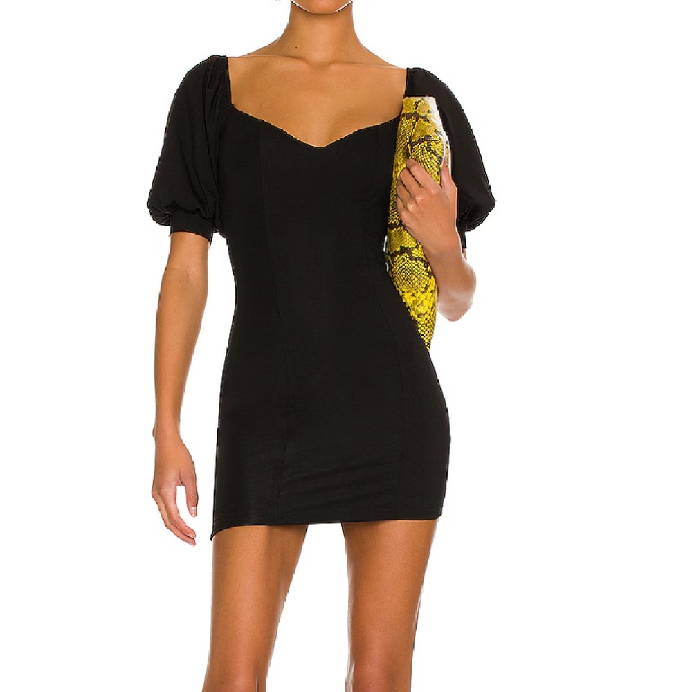 Revolve MORE TO COME Lizzy Puff Sleeve Dress in Black